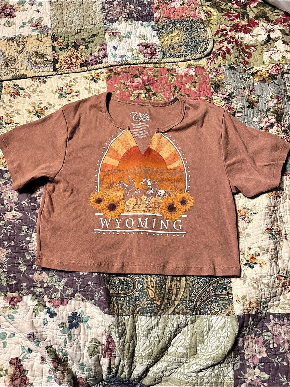 Wyoming Graphic Short Sleeve Cropped Tee